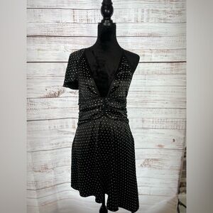 WeWoreWhat Black Rhinestone One Shoulder Sheath Dress